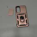 Janmitta Compatible with Samsung Galaxy S25 Plus/S24 Plus Case Built in Slide Camera Lens Cover+Screen Protector+Finger Ring Holder Kickstand,Heavy Duty Shockproof Full Body Phone Cover,Rose Gold