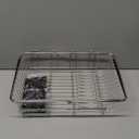 Over the Sink Expandable Dish Drainer Drying Rack In Stainless Steel for Small Kitchen, Counter Space Saving Modern Compact Metal Above Plate Dryer Strainer, Adjustable Hanging Inside Drain Holder (For 11.5"-30"W Sink, Silver)