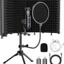 Upgraded Studio Recording Microphone with Isolation Shield & Pop Filter - Music Condenser Mic for Podcasting, Singing, Home Studio - Sound for PC, Laptop, Smartphone (Black)