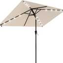 AreShark 6.5' x 10' Rectangular Patio Umbrella with Solar Lights, Solar Powered Lighted Market Umbrella w/Tilt and Crank, Outdoor Table Umbrella for Garden, Deck, Backyard, Pool, Cream-White