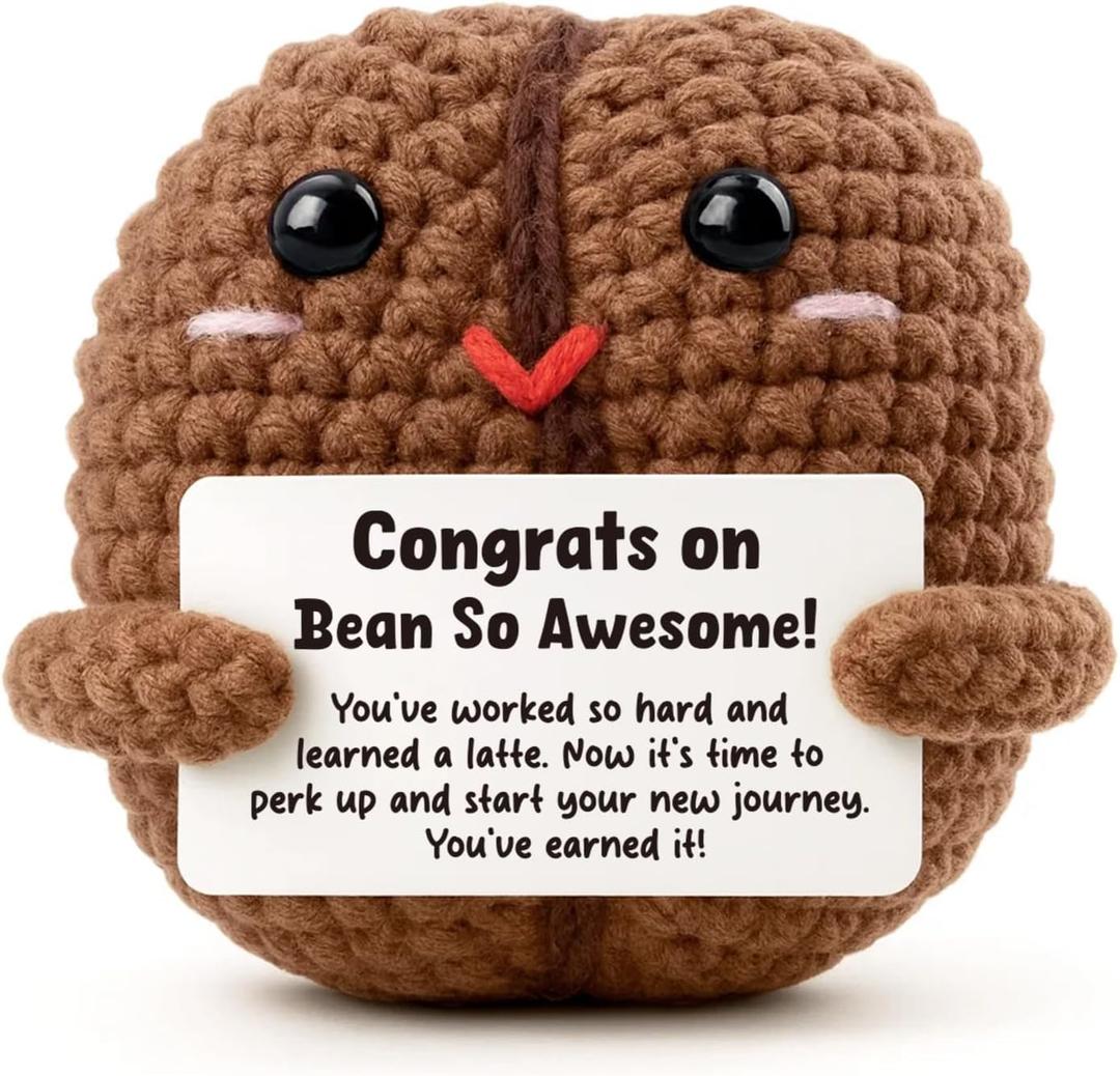 Funny Graduation Gifts for Friend, Cute College Graduate Present for Her Him, Congrats on Bean So Awesome Keepsake, Handmade Crochet Decor for Niece Nephew