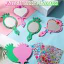 Geelin 24 Sets Pink and Green Mirror Crafts Foam Mirror for Witch Princess Party Favors DIY Decorate Your Own Glass Party Favors Movie Fan Gifts for Birthday Decorations