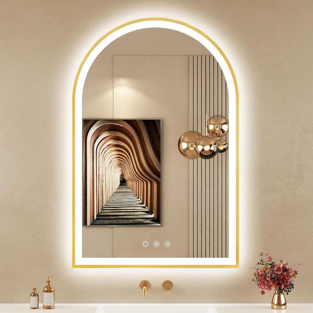 24"x36" Arched LED Lighted Bathroom Mirror with Lights