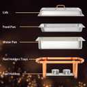 GarveeHome Chafing Dish Buffet Set, 8QT 2 Pack, Rectangle Chafing Dishes for Buffet w/Lid Holder, Stainless Steel Chafer Food Warmers Servers for Kitchen Party Banquet Dining, Rose Gold