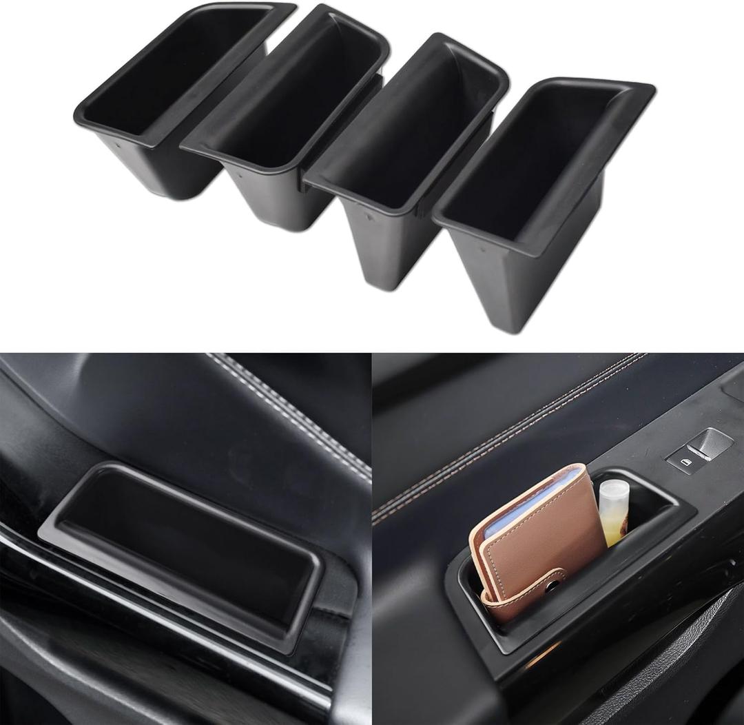 TACOBRO 4PCS Center Console Tray Compatible with Ford Explorer 2020 2021 2022 2023 2024 Accessories, Door Storage Box Pocket Insert Organizer on The 4 Door Side (Not Fit 2025)