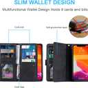 EYZUTAK Wallet Phone Case for Samsung Galaxy A15 4G/5G, Retro Matte 9 Card Holder Slots Zipper Pocket Handbag Case PU Leather Magnetic Closure Kickstand with Wrist Strap Flip Folio Purse Case - Black