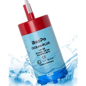 12V Submersible Water Pump - German Made (6.5GPM / 65ft.) | Portable RV Water Pump - Works with Electric Switch in 12V Faucets | 12 Volt Small Water Transfer Pump for Camper, Yacht, Pond