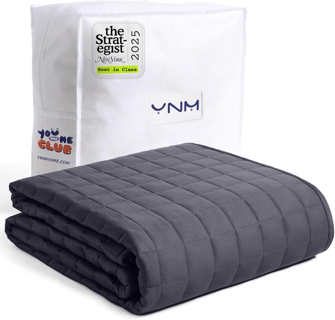YnM Exclusive 15lbs Weighted Blanket, Bed Blanket for One Person of 140lbs, Ideal for on Queen/King Bed (Dark Grey, 60"x80" 15lbs)