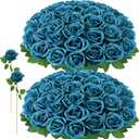72 Pcs Artificial Roses Teal Fake Silk Roses Realistic Roses Faux Flower Indoor Wedding Home Decor, Birthday Decorations