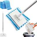 Snap Grip Mini Mop, Zero Touch No Wash Lazy Mop with One-Click Cloth Change, Compatible with Face Towels, Adjustable for Wet/Dry Floors, Tile, Hardwood, Corners (10 Reusable Cloths)