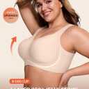 LetsJoli Bras for Women Supportive Wireless Push Up Bra Full Coverage No Underwire Seamless Plus Size for Older Women (Beige, Large)