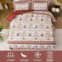 DJY Queen Size Quilt Sets, Burgundy Floral Quilt Set Queen 3 Pieces Red Boho Bedspread Coverlet Set with 2 Pillowcases Soft Lightweight Microfiber Bedding for All Season (96"x90")