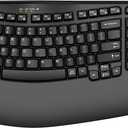 Ergonomic Wireless Keyboard with Wrist Rest, Wave Keys, Comfortable Natural Typing, 2.4GHz Ergo Wireless USB Computer Keyboard for Large Hands, Windows, Mac, Laptop, PC
