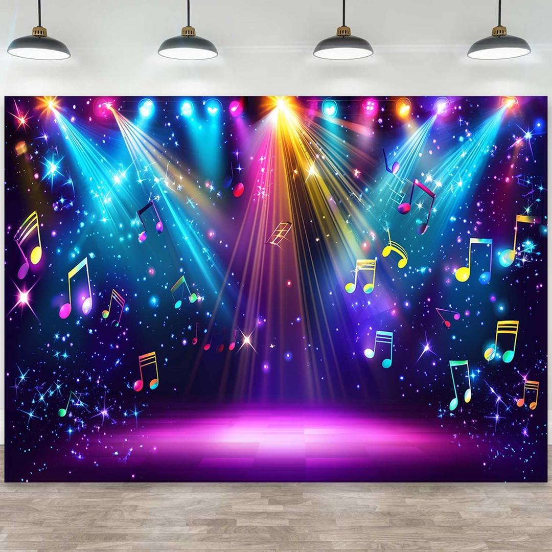 Disco Party Decorations Backdrop,Retro 70s 80s 90s Theme Dance Stage Photography Background Music Club Neon Glow Party Decorations Dance Backdrops for Birthday Prom Portrait Photo Props 7x5ft
