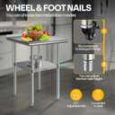 VIVOHOME 24 x 24 Inch Stainless Steel Work Table with Backsplash, Prep Commercial Table with Wheels for Restaurant, Hotel, Home and Warehouse