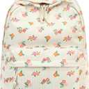 LEDAOU School Backpack for Teen Girls Elementary Middle School Bookbag Kids Backpacks Women Laptop Backpack Travel Daypack (Flowers With Red Pink Yellow)