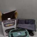 Vabaso Electric Lunch Box for Adults, 80W Heated Lunch Box Portable Food Warmer Lunch Box for Work/Men/Car/Truck with 1.5L 304 Stainless Steel Container Fork & Spoon, 110V/12V/24V (Dark Green)