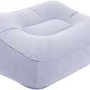 Inflatable Foot Rest for Travel, Soft Flocking Airplane Leg Rest Pillow, Portable Cushion Ottoman for Flights, Office, Home, Camping (Gray)