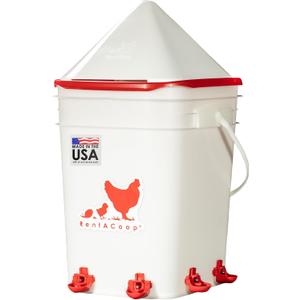 RentACoop 5 Gallon Chicken BPA-Free Plastic Bucket Waterer Set with 4 Horizontal Nipples - Corner Placement