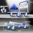 Push Cart Dolly by Wellmax, Moving Platform Hand Truck, Foldable for Easy Storage and 360 Degree Swivel Wheels with 330lb Weight Capacity, Blue Color