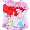 Disney Mickey and Friends Girls One Piece Swimsuits Ruffles Swimwear Beach Sport Bathing Suit (2T, Pink-1)
