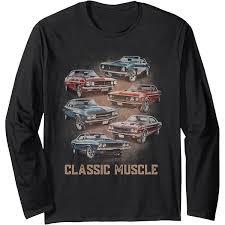 American Car Classic Muscle Car Vintage Novelty Retro Design Long Sleeve T-Shirt Large