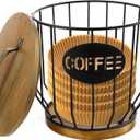 Coffee Filter Holder with Lid, Vintage Metal Coffee Bar Accessories, Coffees Filter Holders for Counter Storage Basket (Black)