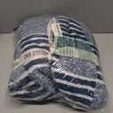 Snuggle Sac Navy Checkered Faux Fur Throw Blanket for Couch, Knitted with Microfiber Fancy Yarn Blanket, Reversible Soft Cozy Blankets for Sofa Bedroom,Heather Navy,50x60 inches