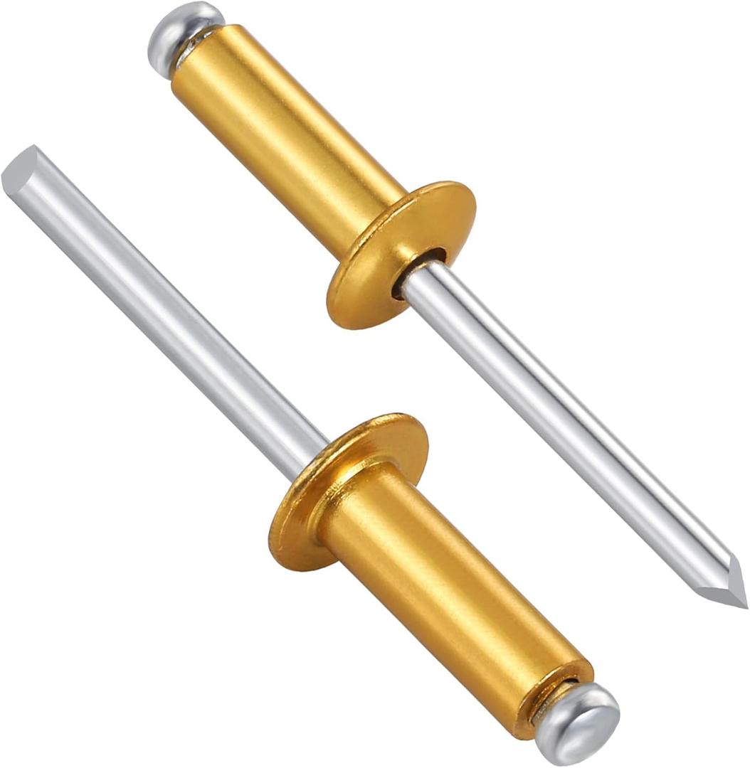 2 x Wensilon (200 Pcs) 3/16"x5/8" Golden Aluminum blind pro Rivets,Golden Aluminum Grip and Steel Mandrel