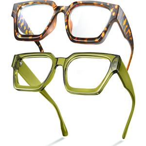 livho Oversized Eyewear Frame for Woman and Men - Rectangle Fashion Glasses for Computer, Chic Preppy Frame
