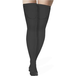 Truform Anti Embolism Stockings, Thigh High Post Surgery Recovery Hospital Style, 18 mmHg Compression for Men and Women, Full Length TED Hose, Closed Toe,  (Large (1 Pair), Black)