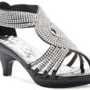 OLIVIA K Women's Open Toe Strappy Rhinestone Dress Sandal Low Heel Wedding Shoes (7.5)