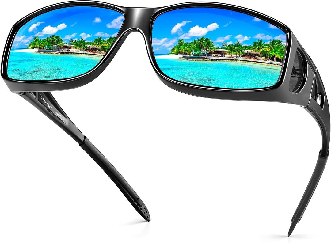 URUMQI Polarized Sunglasses Fit Over Glasses for Men Women, Wraparound Sunglasses UV400 Protection for Driving Fishing