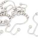 Ruilogod Bathroom Shower Hold Rod Curtain Hooks Rings w Rollers 6Pcs (id: 754 07f 2c3 6b2 24d