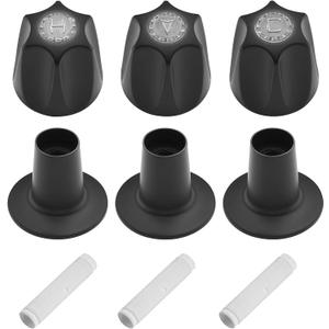 Metal 3 Piece Shower Knob with Handle Flange Replacement for Price Pfister Verve Tub Shower Faucet Hot and Cold Handles, Remodel Kit, Matte Black