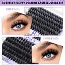 B&Q Volume Lash Clusters Kit 280PCS Lash Extension Kit Thick 3D Wispy DIY Eyelash Extension Set with Individual Lashes, Lash Bond and Remover,Tweezers(80D+100D)
