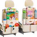 SURDOCA Car Organizers and Storage, Upgraded Car Seat Organizer with 11-inch Touch Screen Tablet Holder, Backseat Car Organizer with 8 Pockets, Car Seat Protector Road Trip Essentials for Kids (2pcs, Beige)