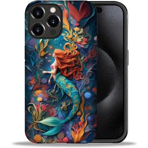 DAIZAG Compatible with iPhone 16 Pro Case,Sleeping Mermaid Full Pattern Plastic TPU Hybrid Hard Shell + Silicone Bumper Protection Case for iPhone 16 Pro