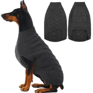 IECOii Extra Large Dog Sweater, XXXL Dog Sweater for Large Dogs Girl Boy, Xmas Pet Holiday Sweaters Large Size, Warm Doggy Christmas Knitwear Big Dogs Sweater for Labrador, Doberman, DarkGrey-3XL