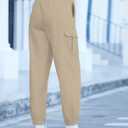 SANGTREE Women Cotton Cargo Pants Drawstring Jogger,Khaki,X-Large (Brown, XL)