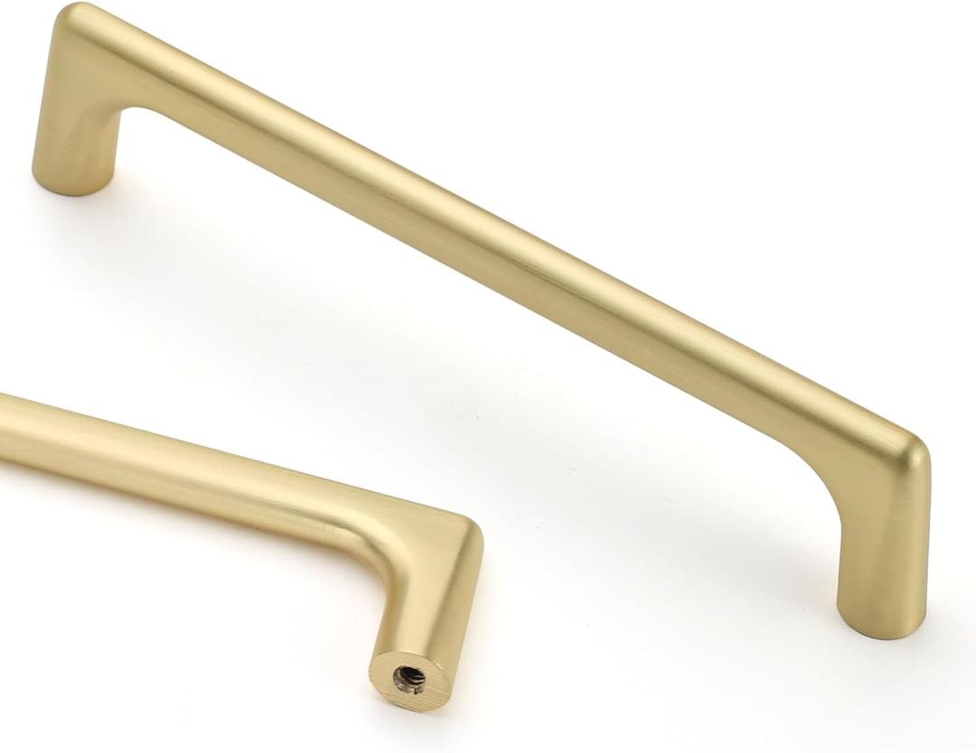 Asidrama 10 Pack 6.3 Inch(160mm) Brushed Gold Cabinet Pulls Cabinet Handles Cupboard Handles Kitchen Cabinet Hardware for Cupboard Drawer Pulls