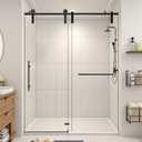 Frameless Shower Door 56-60" W x 76" H, Sliding Shower Door with 5/16" (8mm) Easy-to-Clean Treated SGCC Tempered Glass, Anti-Rust Stainless Steel Hardware, Matte Black
