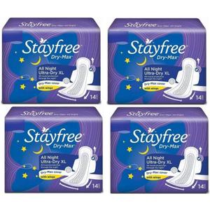 STAYFREE best Dry-Max All Night Ultra-Dry with Wings - XXL (14 +14 +14 +14 Sanitary Pads) Sanitary Pad (Pack of 56)