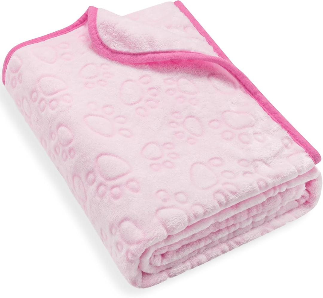 Pink Cat Blanket for Kitten Beds, Flannel Pink Stuff Cute Paw Print, 24 * 32 inches Dog Girls Blanket, Puppy Ragdoll Kitten Necessities