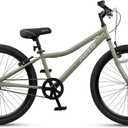 Bilbo 24 Inch Kids Bike for Boys Girls Youth 5-14 Years Old | Retro Style High Carbon Steel Durable Frame, Adjustable Handlebars and Seat, Dual V-Brakes, Single Speed, Kickstand, Army Green