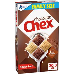 Chocolate Chex Cereal, Gluten Free Breakfast Cereal, Made with Whole Grain, Family Size, 20.3 oz (EXP 05/21/26)