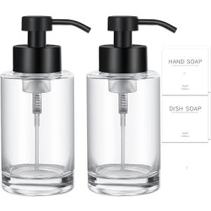 Foami
Foaming Soap Dispenser Set, 12 Oz Glass Hand Soap Dispenser with 304 Rust Proof Stainless Steel Pump, Waterproof Labels, for Bathroom Decor Kitchen College Dorm, Clear Black Pump 2 Pack