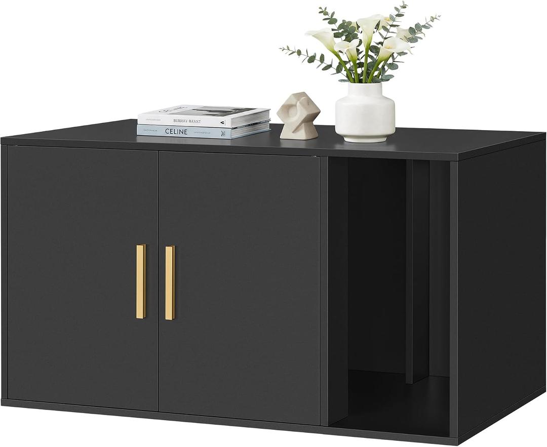 Feandrea Cat Litter Box Enclosure, Double Doors, 31.5 x 19.7 x 17.7 Inches
