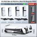 Tokluck PS5 Slim/Pro Horizontal Stand, PS5 Cooling Station with Dual Controller Charger for Disc & Digital Versions, 3-Level Cooling Fan - Black (NOT Fit 2020 PS 5 Regular Version)