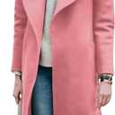 BZB Women's Trench Coat Long Wool Blend Pea Coat Winter Casual Overcoat Notched Lapel Collar Belted Long Jacket Outerwear (Pink) L